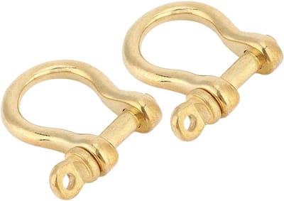 Messing Karabijnhaak en Bow Shackle 10mm - Set van 2 - Duurzame U-Type Sleutelhanger Haak voor Verbindingsdoeleinden en Ankeren
