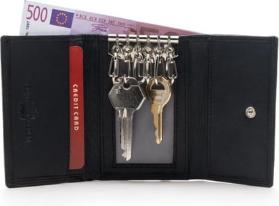 LeonDesign - sleuteletui - zwart - leer - sleutelhoesje - sleutelcover - sleutelhouder - sleutel organizer - sleutelhoes - sleuteletui heren - sleuteletui dames - sleutelmapje - sleutel houder - sleutel portemonnee - sleuteltasje - sleutelmapje