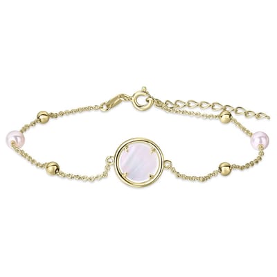 14 Karaat Gouden Armband | Parelmoer Edelsteen | Verstelbaar | Luxe Cadeau voor Vrouwen | Jonline