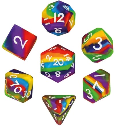 Dungeons and Dragons dobbelstenen - DnD Dice - Polydice - D&D dobbelstenen - DnD Dice Set - Siliconen - Regenboog