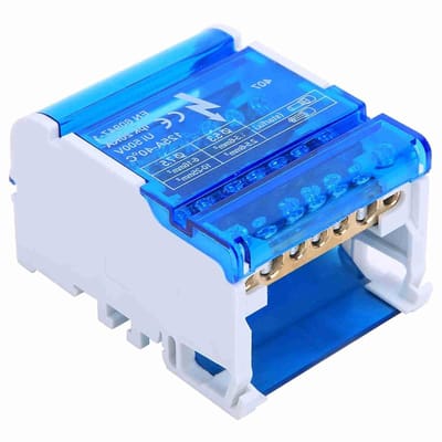 Din Rail Verdeelblok - 407 Aansluitdoos voor Elektrische Installaties, 125A 500V - Compact Ontwerp met Transparante Stofkap en Veiligheidsfuncties