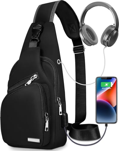 Ynkkvre - Fanny Pack - Crossbody Tas - Borsttas - Schoudertas - 1 stuk - PU Leer - USB oplaadpoort - Koptelefoon aansluiting - Grote capaciteit - Waterbestendig - Voor mannen en vrouwen