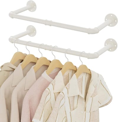SVN® Kledingstang Voor Aan De Muur – Kledingrek Muur - Gordijnroede - Wit - 64cm x 9cm x 25cm