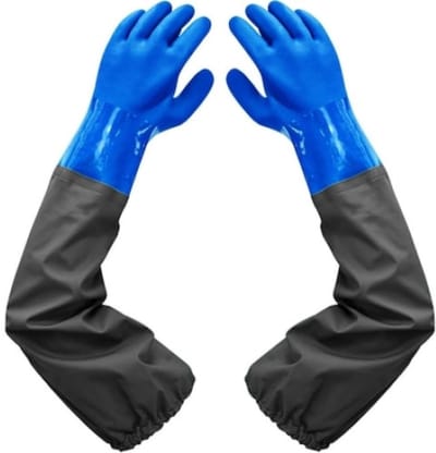 Peysaitr - Werkhandschoenen Waterdicht – Extra Lang & Versterkt – Anti-Slip & Slijtvast – Lange Mouwen – Visserij, Bouw, Reiniging – Blauw – 70cm – 1 Paar