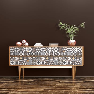 Decoratieve meubelstickers - 24 authentieke LOPINA cementtegel meubelstickers - 24 stickers 15x15cm