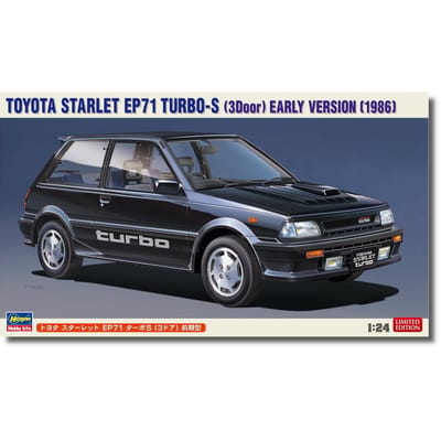 Hasegawa Modelbouwpakket Auto - 20687 Toyota Starlet EP71 Turbo-S - 3 Deurs - Vroege Versie - 1986 Plastic - 1:24 - Modelbouw
