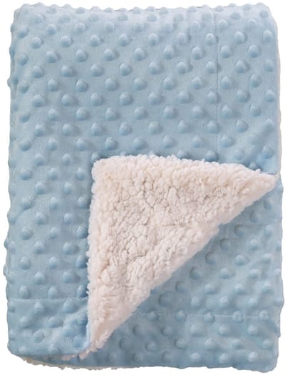 Zacht, Licht en Warm Sherpa-Doekje voor Baby's, Peuters in Wieg en Kinderwagen, Cadeau voor Pasgeboren Jongens en Meisjes, 75cmX100cm, Blauwe Stippen