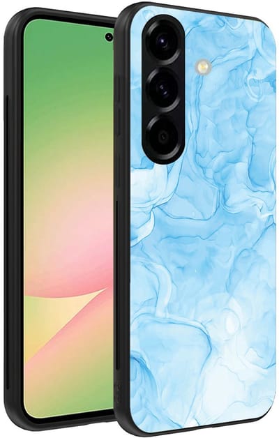 Smartphonica Telefoonhoesje Geschikt voor Samsung Galaxy A56 met marmer opdruk - TPU backcover case marble design - Lichtblauw geschikt voor Samsung Galaxy A56