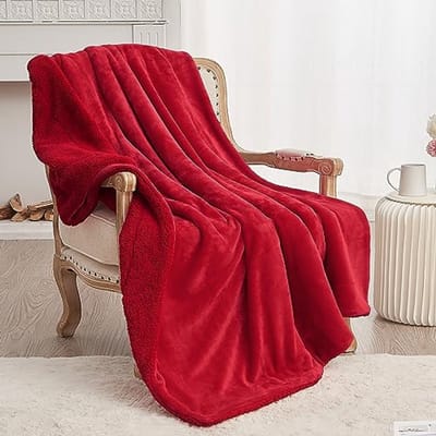 Klassieke Sherpa Deken - Rood en Tweezijdig - Extra Dikke Warme Woondeken van Fleece - 150 x 200 cm