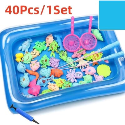 Bassin de poisson gonflable pour enfants, piscine de jeu de pêche magnétique, puzzle pour maternelle, jeu parent-enfant, collaboration multijoueur