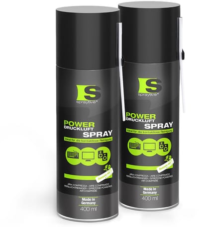 Spraytive 2x 400ml perslucht spray reiniger voor pc toetsenbord en elektronica verwijdert stof met precisie spuitrietje