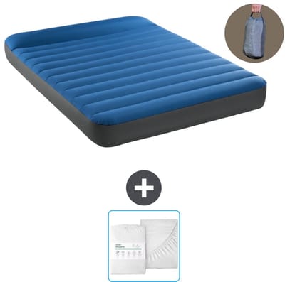 Intex Luchtbed - Twijfelaar - 137 x 191 x 22 cm - Blauw - Inclusief pomp en Hoeslaken