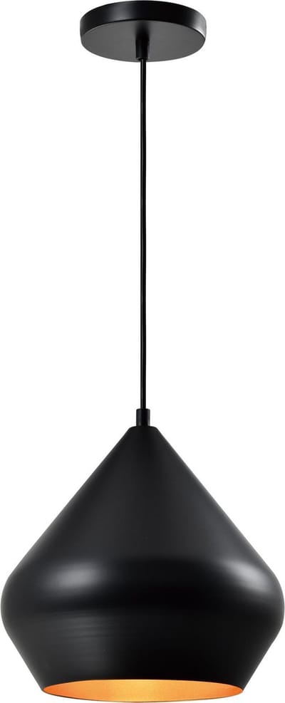 QUVIO Hanglamp modern - Lampen - Plafondlamp - Leeslamp - Verlichting - Verlichting plafondlampen - Keukenverlichting - Lamp - Koepellamp - E27 Fitting - Met 1 lichtpunt - Voor binnen - Metaal - D 25 cm - Zwart