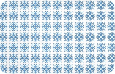 Badmat 60x40 cm - Antislip - Blauw - Wit - Tegel - Patroon - Badmatten voor badkamer - Badkamermat - Douchemat - Badkamer mat