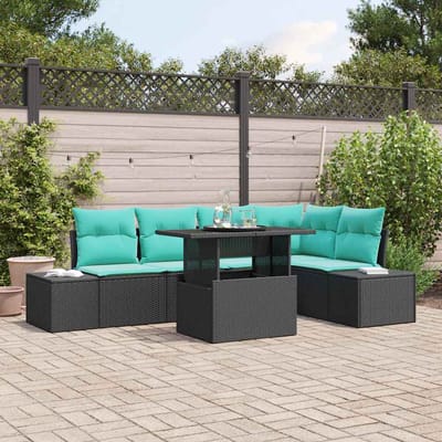 vidaXL - Tuinbank - Set - 6 - st - 5-Aantal - zitplaatsen - Zwart - en - Blauw