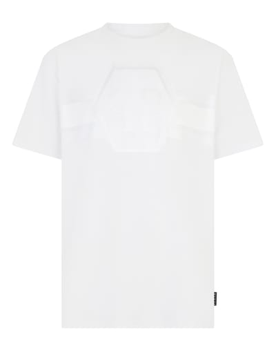 Round Neck T-Shirt Jacquard Hexagon Line