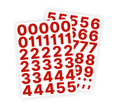 Stickey Plaknummers - Cijfer stickers rood 4cm - Glans - Voor binnen en buiten