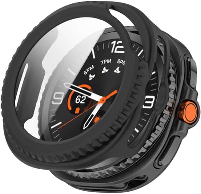 Strap-it Hard case hoesje met screen protector glas - geschikt voor Samsung Galaxy Watch 8 Classic 46mm (zwart)