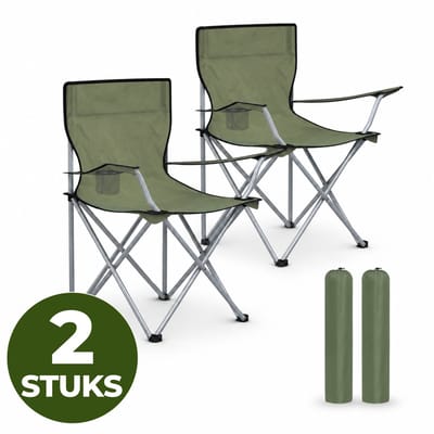 ACAZA Campingstoelen Set van 2 - Campingstoel - Strandstoel - BASIC - Draagvermogen 120 kg - Klapstoel - Kampeerstoel - Vouwstoel - Camping - Strandstoel Opvouwbaar - Visstoel - Klapstoelen - Festival Stoel - Groen