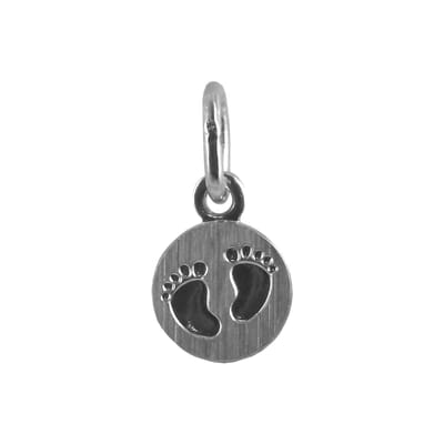 New Bling 9NB-0869 Zilveren Hangertje - Rondje - Voetjes - 6,3 mm Doorsnee - Rhodium - Zilver