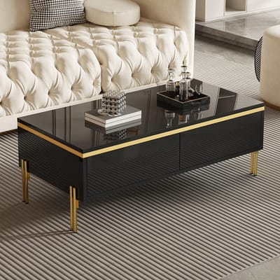 BLACKCOLORS Moderne glanzende salontafel, elegante bijzettafel, multifunctioneel, woonkamermeubel, 100 x 50 x 36 cm (lengte x breedte x hoogte)