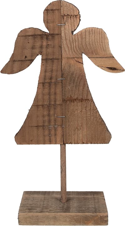 Clayre & Eef Decoratie Beeld Engel 18x8x30 cm Bruin Hout