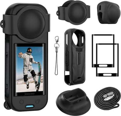 Beschermingsset Insta 360 X5 - Gehard glas displayfolie en siliconen lensdop