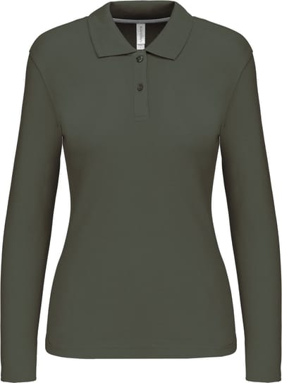 Kariban Damespolo lange mouwen K244 - Dark Khaki - 3XL