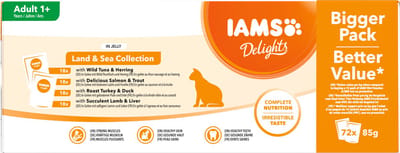 Iams Delights In Jelly - Multipack - Kattenvoer - Tonijn Forel Kalkoen 72x85 g