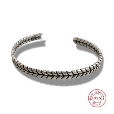 Armband - spang - bangle - 925 sterling zilver - 18 cm - Buddha stijl - Bali stijl - buigbaar