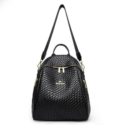 Nieuwe Gebreide Rugzak voor Dames Mode Rugzak Niche Design Zwart Temperament Eenvoudige Casual Rugzak black