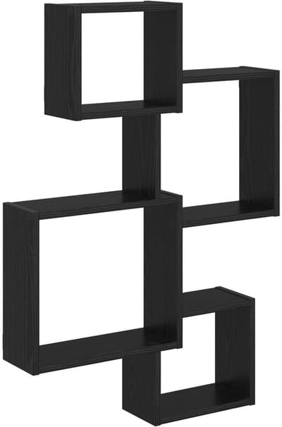 vidaXL - Wand - Kubus - Planken - Muurmontage - Zwart - eiken - 64 - x - 13,5 - x - 91,5 - cm