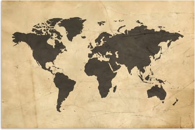 Poster 30x20 cm - Wereldkaart - Sepia - Vintage - Bruin - Posters - Kamer decoratie - Wanddecoratie woonkamer - Muurdecoratie slaapkamer