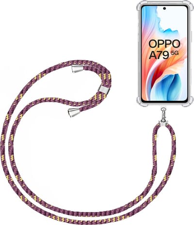 Telefoonkoord + Hoesje Geschikt voor OPPO A79 5G - Lengte Verstelbaar - Telefoonketting - Shock Proof Case - Paars