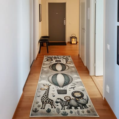 ABAKUHAUS Vloerkleed - Woonkamer Tapijt – dierenmotief – Hoogpolig – 76 x 229 cm – donkergrijs