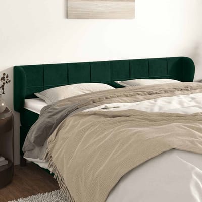 vidaXL - Hoofdbord - met - randen - 183x23x78/88 - cm - fluweel - donkergroen