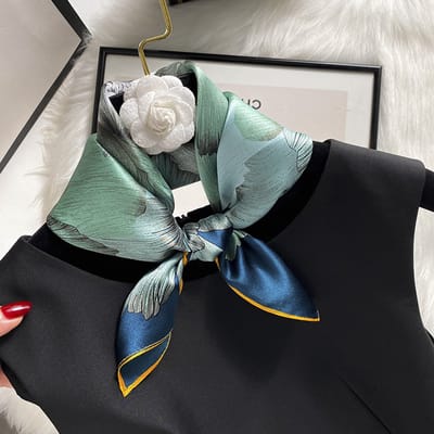 Dames Sjaal - Sjaals - Stola - Vierkante doek - Elegant Stijlvol Dames haar sjaal - Satijn zijde - Hals sjaaltje - Sjaaltje Satijn - Neksjaaltje - Omslagdoek Modesjaals - Neksjaal - Dames Halsdoek -Dame - 14312 - Turkoois, 53*53 cm