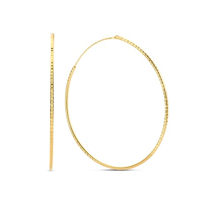 New Bling 9NB-0999 Zilveren Oorringen - Dames - Gediamanteerd - 50 mm Doorsnee - 1,36 mm Dikte - Zilver - Gold Plated (Verguld/Goud op Zilver)