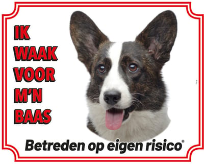 Welsh Corgi Brindle Waakbord - Ik waak voor