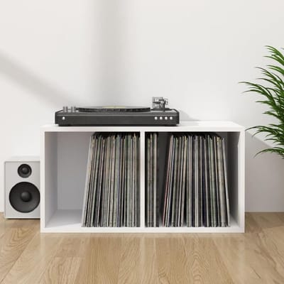 Vinyl opberger - Muziek kast - Platen organiseren - Twee ruime vakken - 71 x 34 x 36 cm - Wit