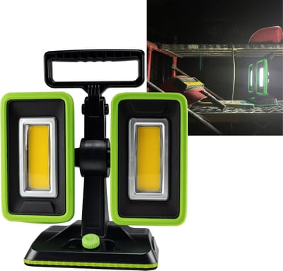 Chilitec LED duo bouwlicht bouwlamp met oplaadbare accu | 2 x 30 Watt | 5600 Lumen | 4500 K | wit licht | IP54 waterdicht | geschikt voor binnen en buiten | Draagbare bouwverlichting | Werkplaats licht | met draaghendel | draagbaar | dimbaar