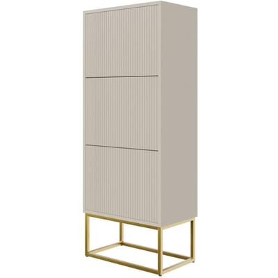 Selsey - VELDIO - Drie-laags schoenenkast - gouden poten - 50 cm - Grijsbeige