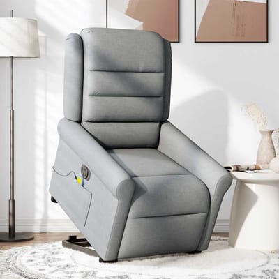 vidaXL - Sta-op-massagestoel - elektrisch - verstelbaar - stof - lichtgrijs
