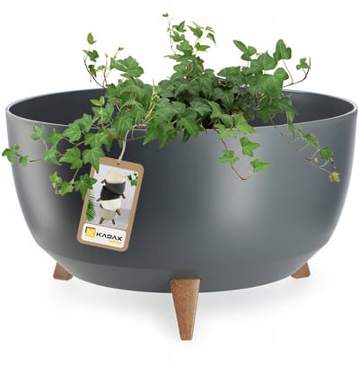 KADAX Verhoogde plantenpot, grote kunststof plantenbak met poten voor binnen en buiten, duurzame ronde plantenbak voor kamerplanten (47 cm, antraciet)