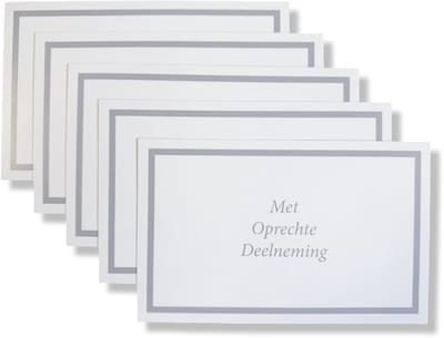 Cards & Crafts 20 Condoleance Kaarten met Enveloppen – Met Oprechte Deelneming – Grijs Wit – Rouwkaarten – 8,5 x 13,5 cm