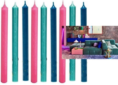 Cactula Luxe Lange dinerkaarsen 28 cm Studio Funky 9 stuks - Blauw Roze Turquoise