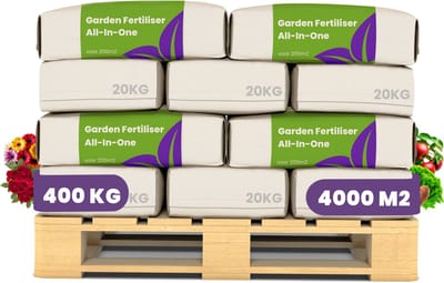 Tuinmest All-In-One (20x = 400Kg – Voor 4.000m2) Professionele meststof voor alle planten en gewassen in Siertuin, Moestuin en Boomgaard - Organifer