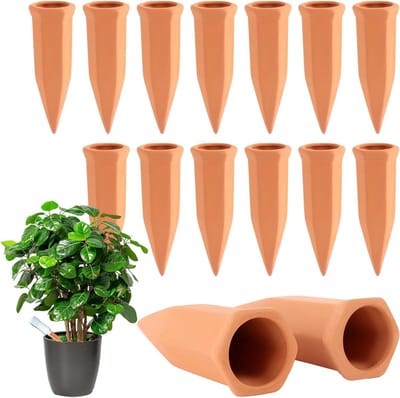 Tonkegel Irrigatie - Zelfbewatering Kegels - Planten Verzorgen - Hoge Kwaliteit Klei - 17.5 cm Lengte - Rood