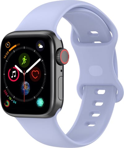 By Qubix - Geschikt voor Apple Watch bandje - Siliconen sportbandje - Licht paars - Maat: M/L - Geschikt voor Apple Watch 44mm / 45mm / 46mm / 49mm (Ultra 1,2 en 3) - siliconen sport bandje - smartwatchbandje