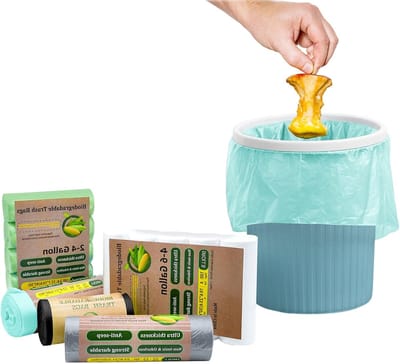 Biologisch afbreekbare zakken - Milieuvriendelijke vuilniszakken - Huishoudelijk afval - Gemaakt van afbreekbaar materiaal - 15 stuks 13 gallon - blauw